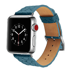 Avizar Bracelet Apple Watch 38 et 40 mm aspect Cuir tressé - Bleu