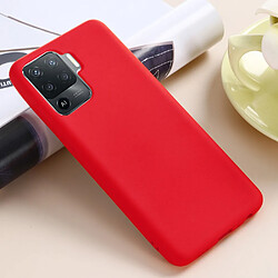 Coque en silicone Liquide de couleur unie avec sangle souple rouge pour votre Oppo A94/Reno5 F/F19 Pro/Reno5 Lite