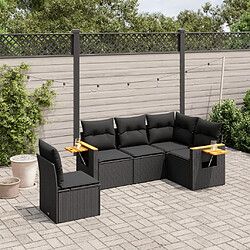 Maison Chic Salon de jardin 5 pcs avec coussins | Ensemble de Table et chaises | Mobilier d'Extérieur noir résine tressée -GKD83712