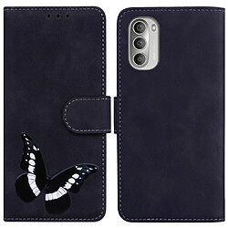 Etui en PU motif papillon avec support noir pour votre Motorola Moto G51 5G