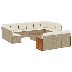 Maison Chic Salon de jardin avec coussins 14 pcs | Ensemble de Table et chaises | Mobilier d'Extérieur beige résine tressée -GKD85118