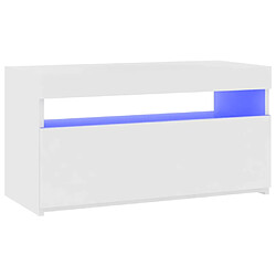 Avis vidaXL Meuble TV avec lumières LED Blanc 75x35x40 cm