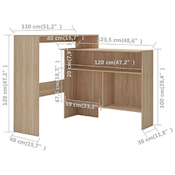 vidaXL Table de bar avec 2 dessus de table Chêne 130x40x120 cm pas cher