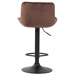 Decoshop26 Tabouret de bar chaise haute x1 en velours marron coutures verticales support en métal noir 10_0005110 pas cher