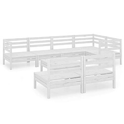 Maison Chic Salon de jardin 8 pcs - Table et chaises d'extérieur - Mobilier/Meubles de jardin Moderne Bois de pin massif Blanc -MN37119