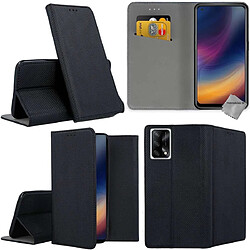 Htdmobiles Housse etui portefeuille avec coque intérieure en silicone pour Oppo A74 4G + film ecran - NOIR MAGNET