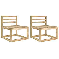 vidaXL Canapés centraux palette de jardin 2 pcs Pin imprégné de vert