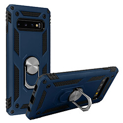 Avizar Coque Galaxy S10 Bi matière Rigide et Souple Bague Support Vidéo bleu nuit