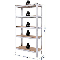 Avis Songmics Étagère de Rangement Garage, Dimensions 90 x 40 x 180 cm, Étagère clipsable, Charge:875 kg, Métal galvanisé GLR40SV