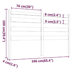 vidaXL Tête de lit Gris 166x4x100 cm Bois massif de pin pas cher