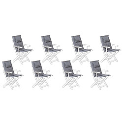 Beliani Lot de 8 coussins en tissu gris graphite pour chaises de jardin MAUI