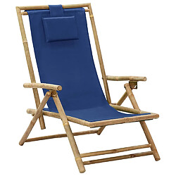 Maison Chic Chaise/Fateuill de relaxation inclinable bleu marine bambou et tissu -GKD32030