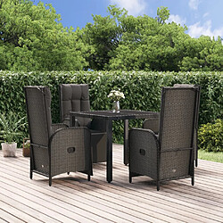 Maison Chic Mobilier à dîner 5 pcs de jardin avec coussins - Ensemble table et chaises d'extérieur - Salon/Mobilier de jardin classique Noir Résine tressée -MN49690