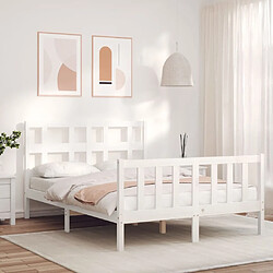 Maison Chic Lit adulte - Cadre Structure de lit avec tête de lit Contemporain blanc 120x200 cm bois massif -MN49093