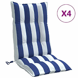 Maison Chic lot de 4 Coussins Confort,Coussins de chaise à dossier haut rayures bleu/blanc -GKD18218