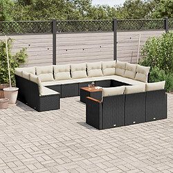 Maison Chic Salon de jardin avec coussins 14 pcs, Ensemble Tables et chaises de jardin, noir résine tressée -GKD107812