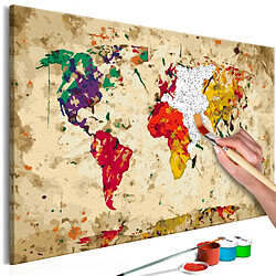 Decoshop26 Tableau à peindre soi-même peinture par numéros motif Carte du monde (taches colorée) 60x40 cm TPN110036