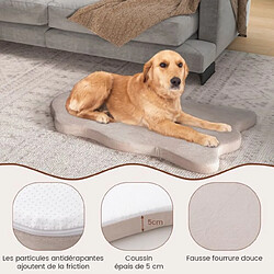 Helloshop26 Grand lit pour chien en mousse à mémoire avec housse amovible et fond antidérapant coussin orthopédique pour chien 110 x 66 x 5 cm beige 20_0006951