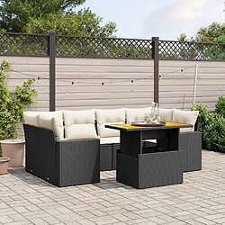 Maison Chic Ensemble Tables et chaises d'extérieur 7pcs avec coussins,Salon de jardin noir résine tressée -GKD284967