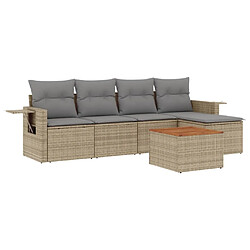 Maison Chic Salon de jardin avec coussins 6 pcs | Ensemble de Table et chaises | Mobilier d'Extérieur beige résine tressée -GKD44202