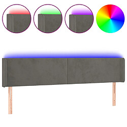 vidaXL Tête de lit à LED Gris foncé 183x16x78/88 cm Velours