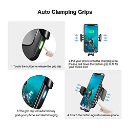 Avis Chrono Chargeur de voiture sans fil le plus récent, support de téléphone de voiture à serrage automatique avec capteur tactile Qi voiture charge rapide sans fil pour iPhone 11/11 Pro/11 Pro Max/XR/XS/XS Max/X/8+, Galaxy S20/Note 10/S10/S9/ S8 (noir)