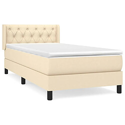 Maison Chic Structures de lit + matelas,Lit à sommier tapissier avec matelas Crème 80x200 cm Tissu -MN55381