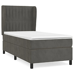 Maison Chic Lit Adulte - Lit simple Lit à sommier tapissier et matelas moelleux - Meuble de Chambre - Gris foncé 80x200 cm Velours -MN73501