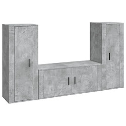 vidaXL Ensemble de meubles TV 3 pcs Gris béton Bois d'ingénierie