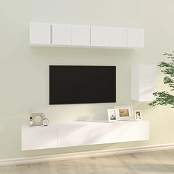 vidaXL Ensemble de meubles TV 6 pcs Blanc Bois d'ingénierie