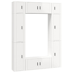 vidaXL Ensemble de meubles TV 8 pcs Blanc brillant Bois d'ingénierie