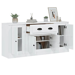 Avis vidaXL Buffets 3 pcs blanc brillant bois d'ingénierie