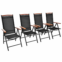 Maison Chic Lot de 4 Chaises de jardin,Fauteuil d'extérieur pliables aluminium et textilène noir -MN56887