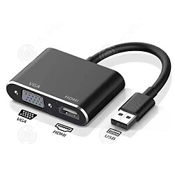 Acheter INN® Interface USB3.0 vers HDMI convertisseur VGA projecteur à noyau de cuivre noir carte graphique externe câble adaptateur extern