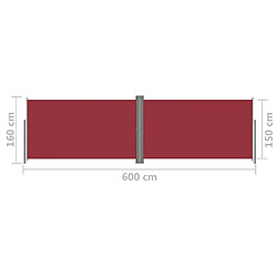 Helloshop26 Auvent paravent store brise-vue latéral rétractable de patio jardin terrasse balcon protection visuelle écran 160 x 600 cm rouge 02_0007465 pas cher