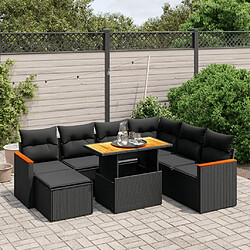 Maison Chic Ensemble Tables et chaises d'extérieur 8 pcs avec coussins,Salon de jardin noir résine tressée -GKD130239