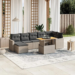 vidaXL Salon de jardin 8 pcs avec coussins gris résine tressée