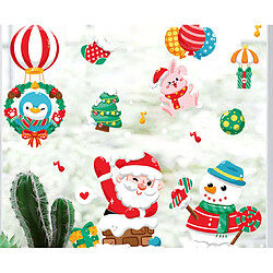 2pcs Shopping Shopping Centre commercial Verre Verre Décoration Sticker Cheminée Santa Claus Autocollant à ballon à air chaud