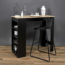 Acheter Toilinux Table de bar mange debout Cheers avec 4 niches de rangement en MDF - Noir et Marron