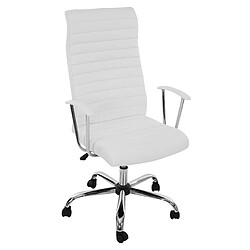 Decoshop26 Chaise fauteuil de bureau sur roulettes pivotant hauteur réglable en synthétique blanc 04_0001770