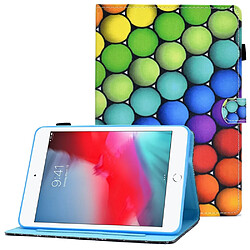 Etui en PU motif de couture avec support et porte-carte pour votre iPad mini (2019) 7.9 pouces/mini 4/3/2/1 - Cercles colorés