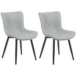 Decoshop26 Set de 2 chaises de salle à manger design moderne en PVC gris et métal noir 10_0001672