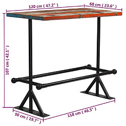 vidaXL Mobilier de bar 5 pcs Bois de récupération massif Multicolore pas cher