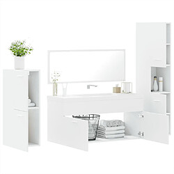 Avis vidaXL Ensemble de meubles salle de bain 4 pcs blanc bois d'ingénierie