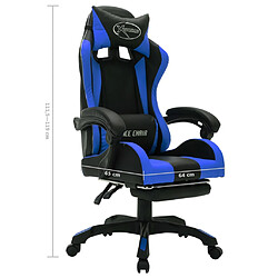 vidaXL Fauteuil de jeux vidéo avec LED RVB Bleu et noir Similicuir pas cher