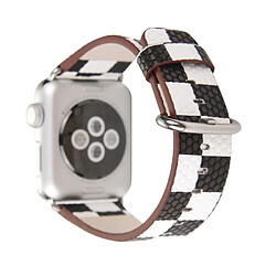 Avis Wewoo Bracelet noir et blanc pour Apple Watch Series 3 & 2 & 1 42mm motif de treillis PU en cuir montre-bracelet