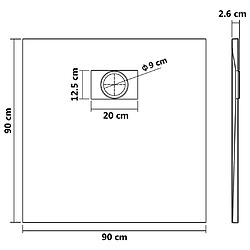 vidaXL Bac de douche SMC Noir 90 x 90 cm pas cher