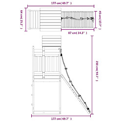 vidaXL Maisonnette de jeu avec mur d'escalade bois massif de pin pas cher