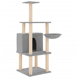 Helloshop26 Arbre à chat meuble tour grimper jouet grattage grattoir escalade plateforme avec griffoirs en sisal clair 132 cm gris 02_0022561