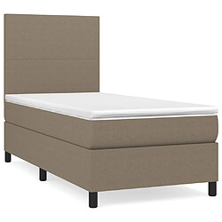 Maison Chic Lit adulte- Lit + matelas,Sommier à lattes de lit avec matelas Taupe 90x200 cm Tissu -GKD94023